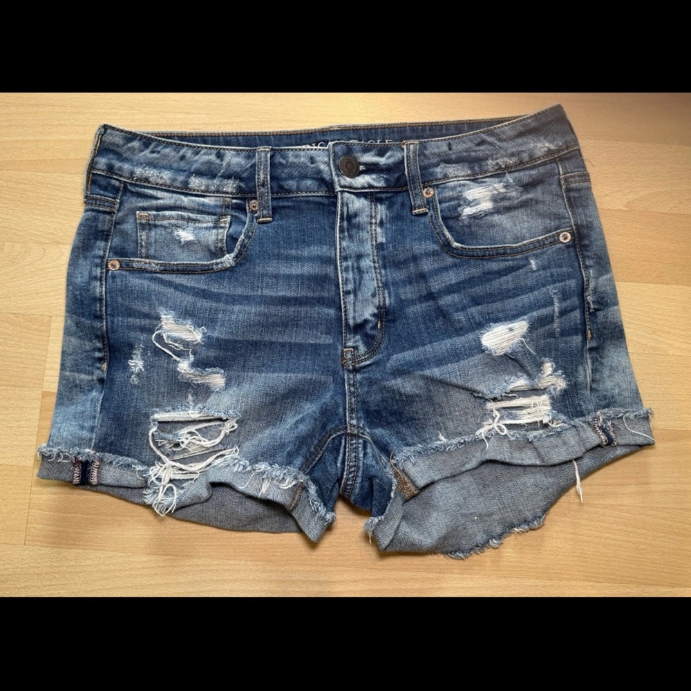 American Eagle AE Tomgirl Jean Shorts Distressed Stretch 8